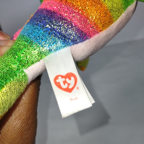 ✓TY Nori the Narwhal rainbow multicolor sparkly glittery 9in Plush - Picture 9 of 9